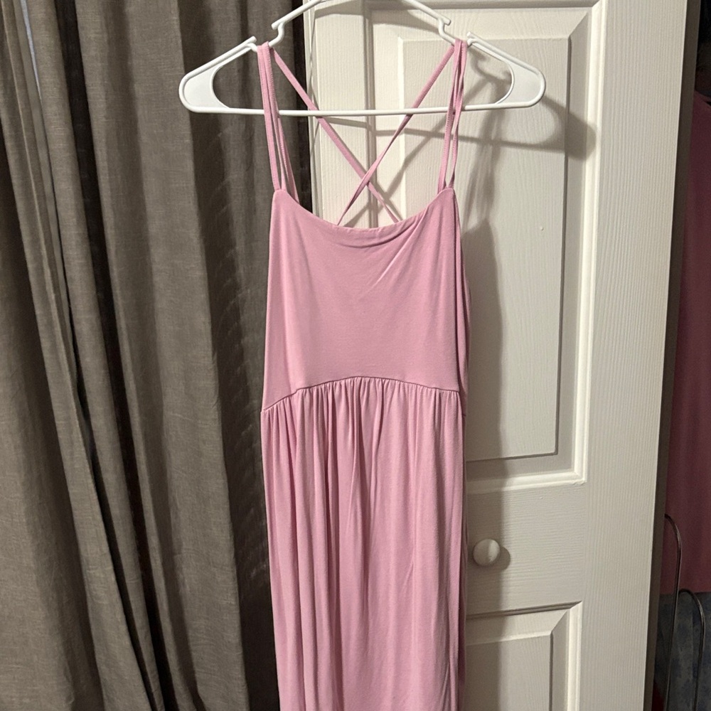 Casual Pink Spaghetti Strap Dress